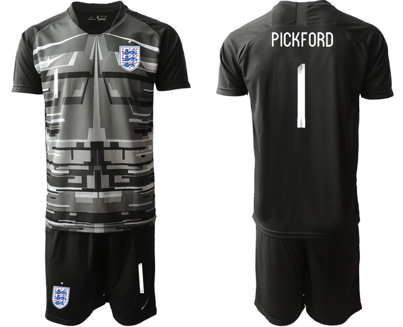 Men 2021 European Cup England black goalkeeper #1 Soccer Jersey